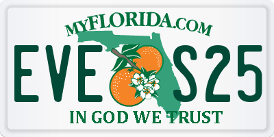 FL license plate EVES25