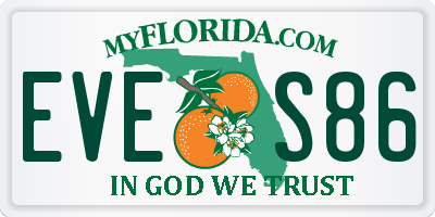 FL license plate EVES86