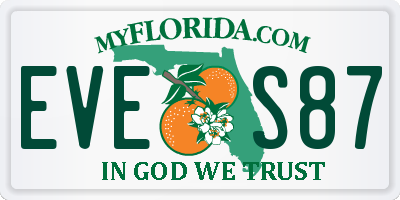 FL license plate EVES87