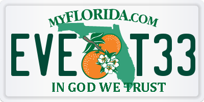FL license plate EVET33