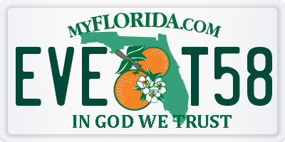 FL license plate EVET58