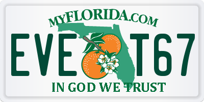 FL license plate EVET67