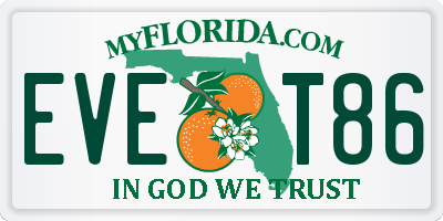 FL license plate EVET86