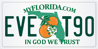 FL license plate EVET90