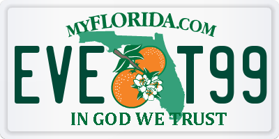 FL license plate EVET99