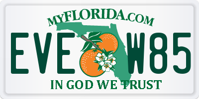 FL license plate EVEW85