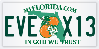 FL license plate EVEX13