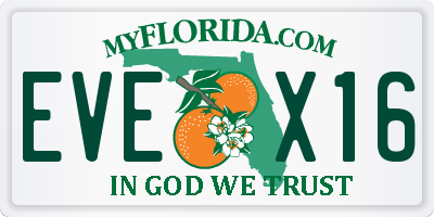 FL license plate EVEX16