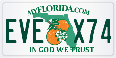 FL license plate EVEX74