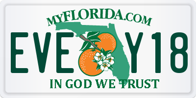 FL license plate EVEY18