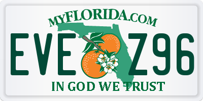 FL license plate EVEZ96