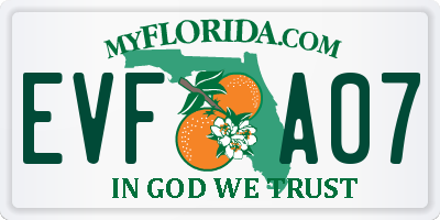 FL license plate EVFA07