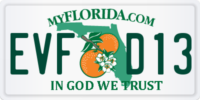 FL license plate EVFD13