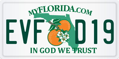 FL license plate EVFD19