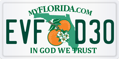 FL license plate EVFD30
