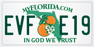 FL license plate EVFE19