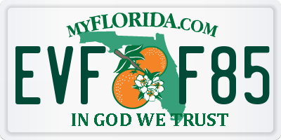 FL license plate EVFF85
