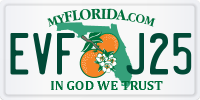 FL license plate EVFJ25