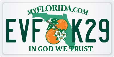 FL license plate EVFK29