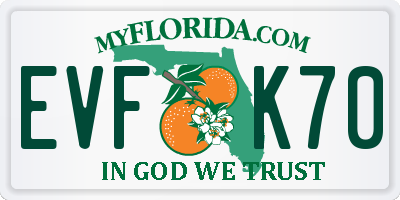 FL license plate EVFK70