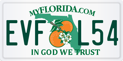 FL license plate EVFL54