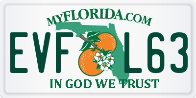 FL license plate EVFL63