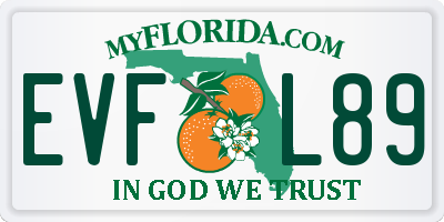 FL license plate EVFL89