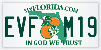 FL license plate EVFM19