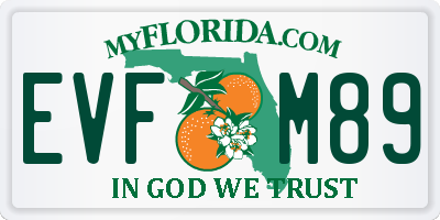 FL license plate EVFM89