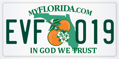 FL license plate EVFO19