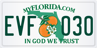 FL license plate EVFO30