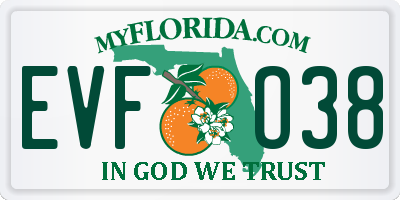 FL license plate EVFO38