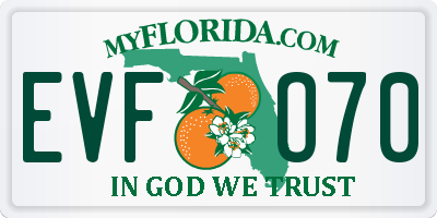 FL license plate EVFO70