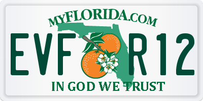 FL license plate EVFR12