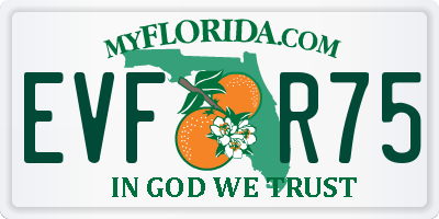 FL license plate EVFR75