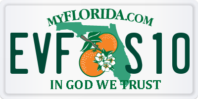 FL license plate EVFS10