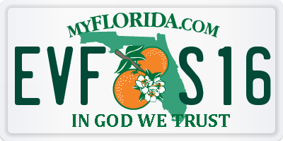 FL license plate EVFS16