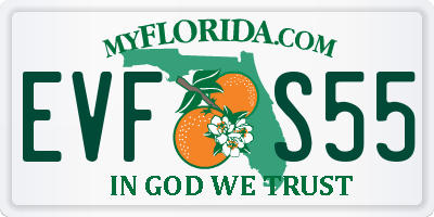 FL license plate EVFS55