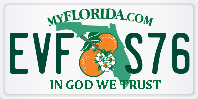 FL license plate EVFS76