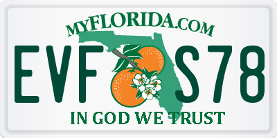 FL license plate EVFS78