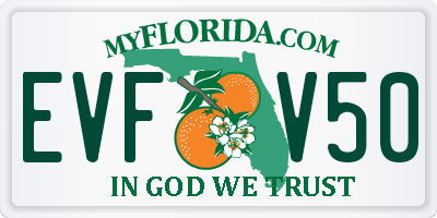 FL license plate EVFV50