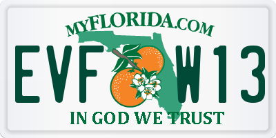 FL license plate EVFW13