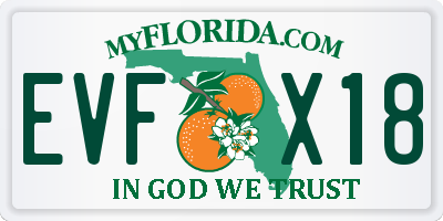 FL license plate EVFX18
