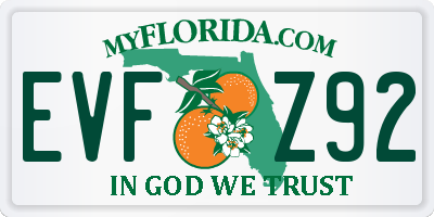 FL license plate EVFZ92