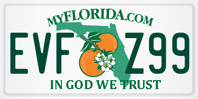FL license plate EVFZ99
