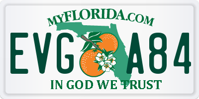FL license plate EVGA84