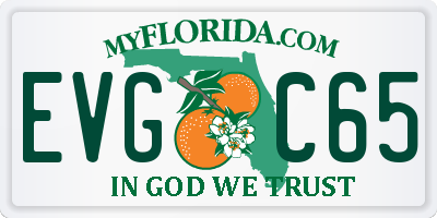 FL license plate EVGC65