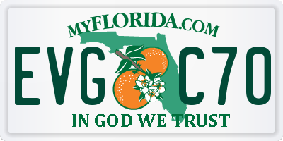 FL license plate EVGC70