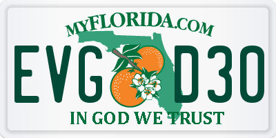 FL license plate EVGD30