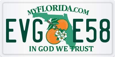 FL license plate EVGE58